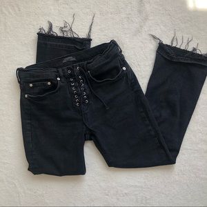 ZARA lace up straight leg jeans